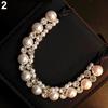 Dammode dubbelrad Faux Pearl justerbart band kedja Choker halsband