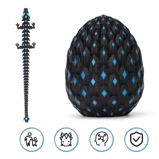 3D Printed Dragon Egg Figurine Movable Joints Luminous Loong Figure Fidget Toy Dragon Egg with Articulated Dragon Inside Decoration Ornament