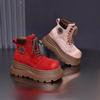 Outdoor hollow Martin boots women's 2025 summer new popular breathable inner height increase pink small thick-soled short boots