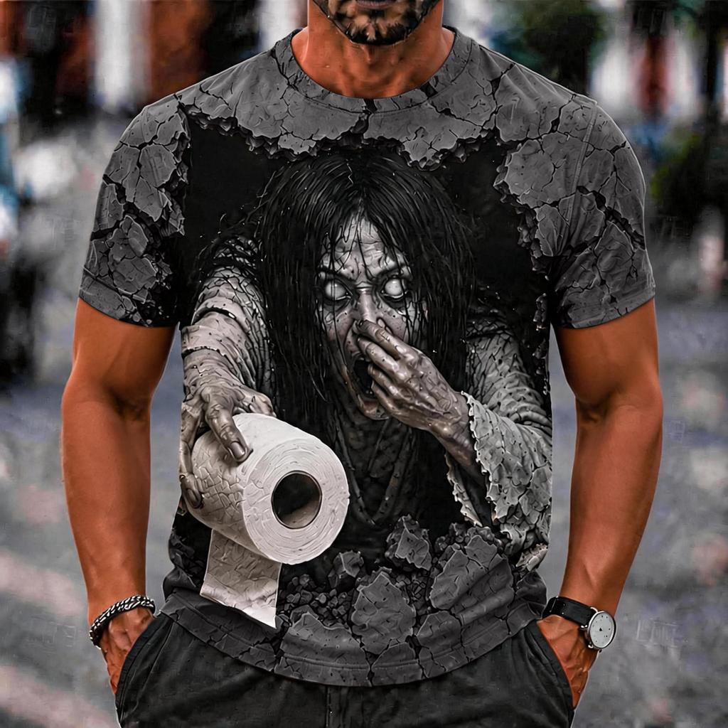 Men's Funny Halloween Printed T-Shirt for Costume Party
