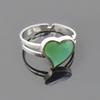 2Pcs Big Love Heart Mood Shaped Color Changing Silver Couple Rings Adjustable Ring Women Arts Crafts Fashion Gift Jewelry