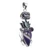 Amethyst Natural Gemstone Antique Silver Plated Pendant 3.5" J 2065