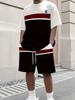 Summer T-Shirt Men's Running Athletic Outfit Two-Piece Set Crew Neck Short Sleeve Top & Shorts Men's Plus Size T-Shirt