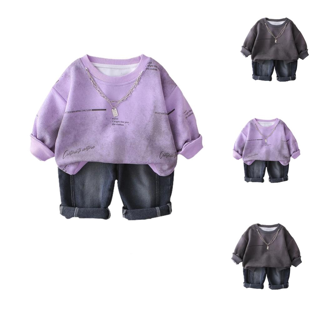 Kids Casual Long-Sleeve Set, Comfortable Daily Wear Outfits