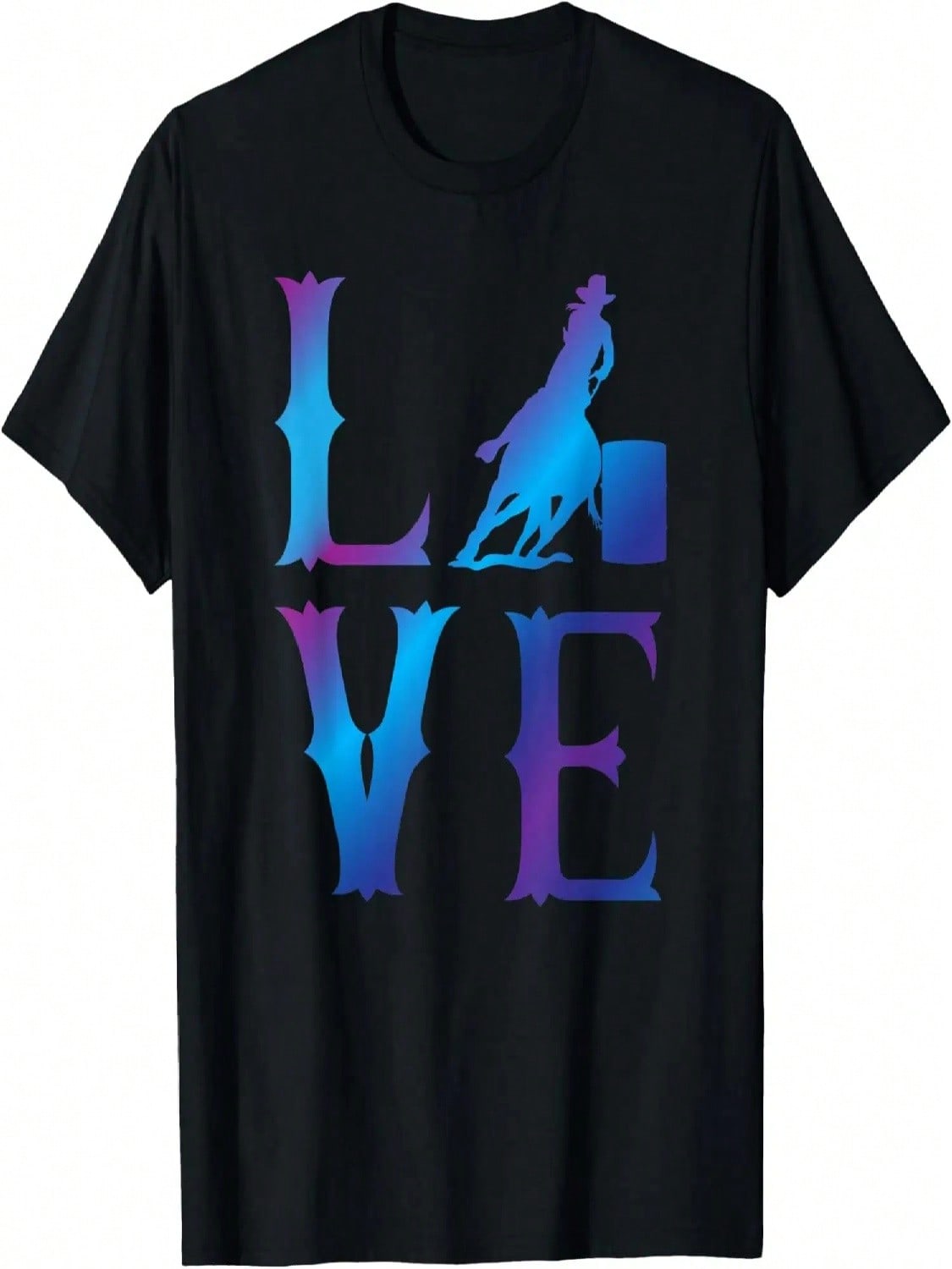 Rodeo Barrel Racing LOVE Distressed Blue T-Shirt S разноцветный