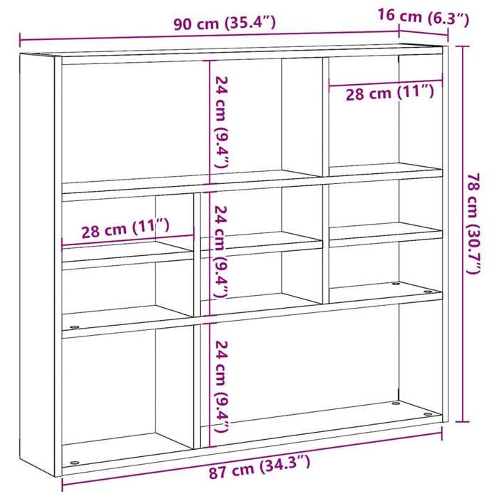 VidaXL Étagère murale chêne artisanal 90x16x78 cm bois d'ingénierie, étagère flottante murale, étagère de buanderie, étagère 856070
