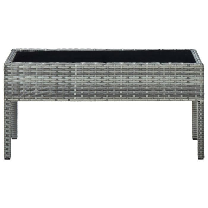 Table de jardin rectangulaire en résine tressée - Gris - 75 x 40 x 37 cm