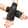 Women Punk Winter Ripped Arm Warmer Knitted Stretchy Soft Fingerless Gloves for Christmas Halloween Party Costume