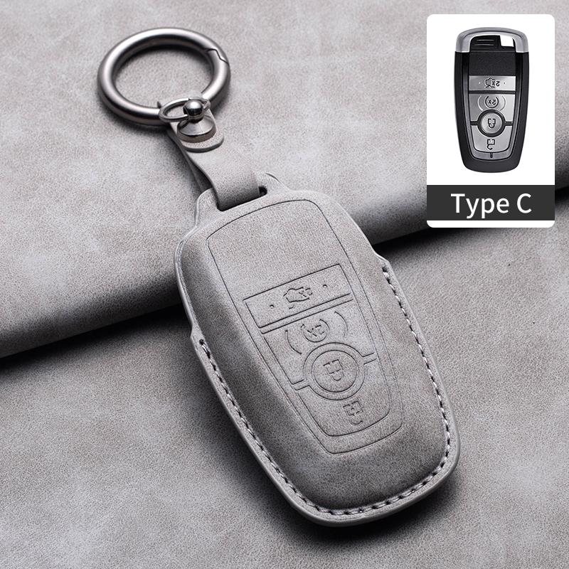 Styling Mouldings Sheepskin Car Key Cover Case for Ford Maverick Focus Edge Explorer Everest Fusion Mondeo Mustang Raptor Bronco
