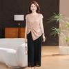 Elegant Summer Short-Sleeve Two-Piece Set for Middle-Aged and Elderly Women