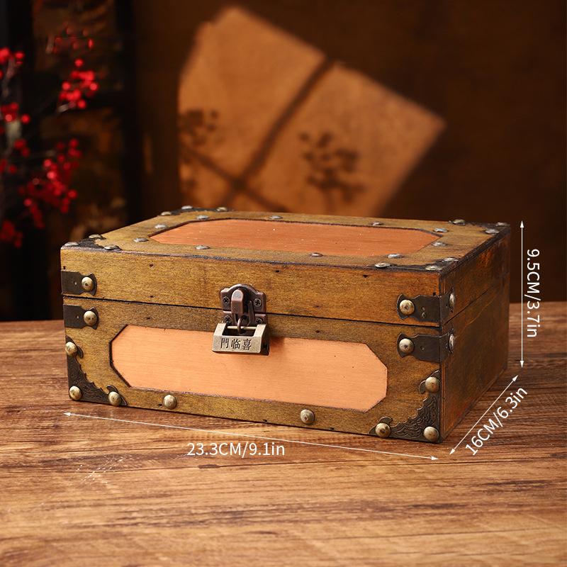 Wooden Treasure Chest Portable Vintage Distressed Storage Trunk Handbag For Jewelry Toys Storage Box Organizer Photo Props