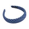 Blue Checkered Bow Sponge Hairband for Girls  High Headband with High Head Top  New Wide Edge Headband