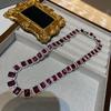 Square Ruby Necklace Bracelet Set Femininity Premium Versatile Necklace Bracelet