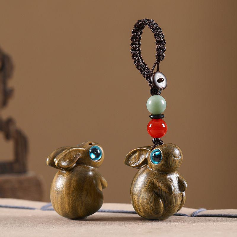 Auspicious Green Sandalwood Dragon Zodiac Cartoon Keychain & Universal Phone Lanyard