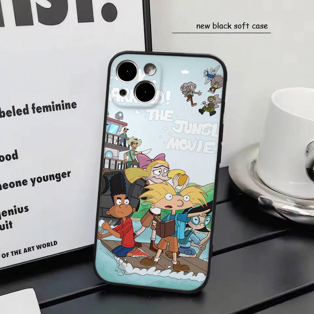 Hey Arnolds for iPhone 15 16 14 Plus 13 12 11 17 Pro Max 17 Air Black Soft Phone Cover