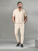2023 Autumn Men's Solid Color Waffle Lapel Short Sleeve Zipper Suit