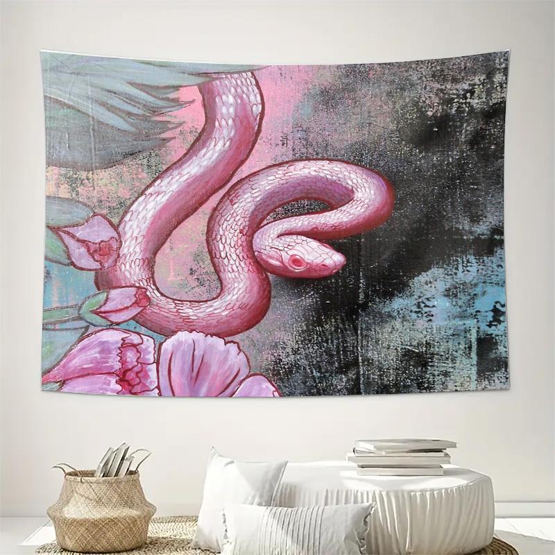 Floral Serpent Tapestry Mystical Forest Wall Hanging Bohemian Home Decor Psychedelic Art Nature Lover Gift Gothic Aesthetic Trip