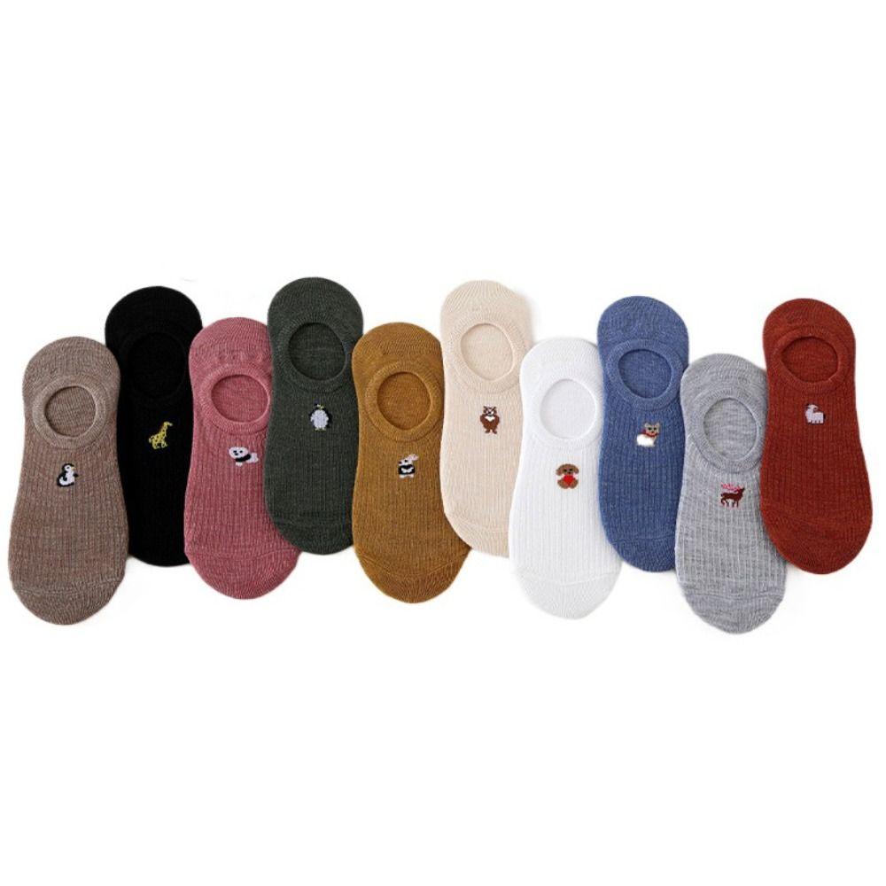 10Pairs Cartoon Sweet Short Socks Animal Invisible Ankle Socks Cute Thin Boat Socks Streetwear