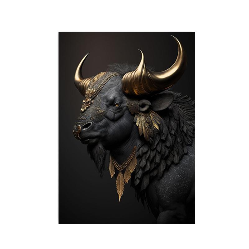 Black Gold Animals King Gorilla Lion Posters Prints Rabbit Elephant Canvas Paintings Wall Art Picture for Living Room Home Decor