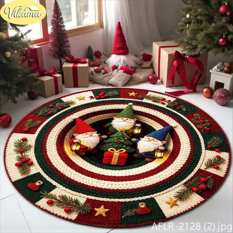 3D Visual Deep-Pile Santa Claus Pattern Rug, Soft Non-Slip Festive Living Room Decor Mat, Christmas Home Decor, Xmas Gift