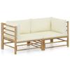 vidaXL 2-part. Garden Lounge Set with Cream White Cushions Bamboo