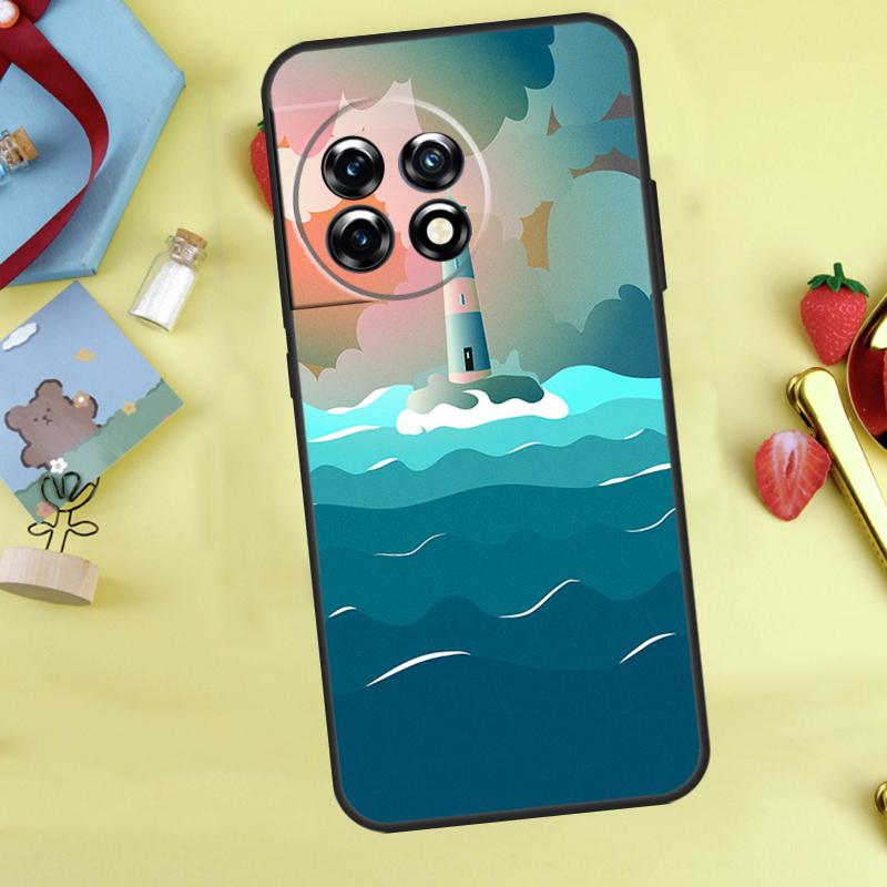Abstract art highway lighthouse Case For OnePlus 13R 12R 10R 15 13 12 11 10 9 13T 10T 8T Nord CE 5 2 3 4 Lite N20 N30 Cover