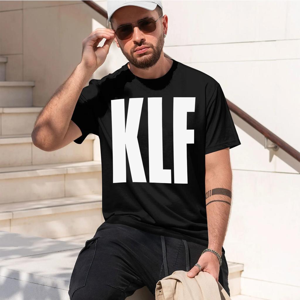 KLF Heavyweight Retro Printed Pattern Fun Round Neck T-shirt for Daily Comfort