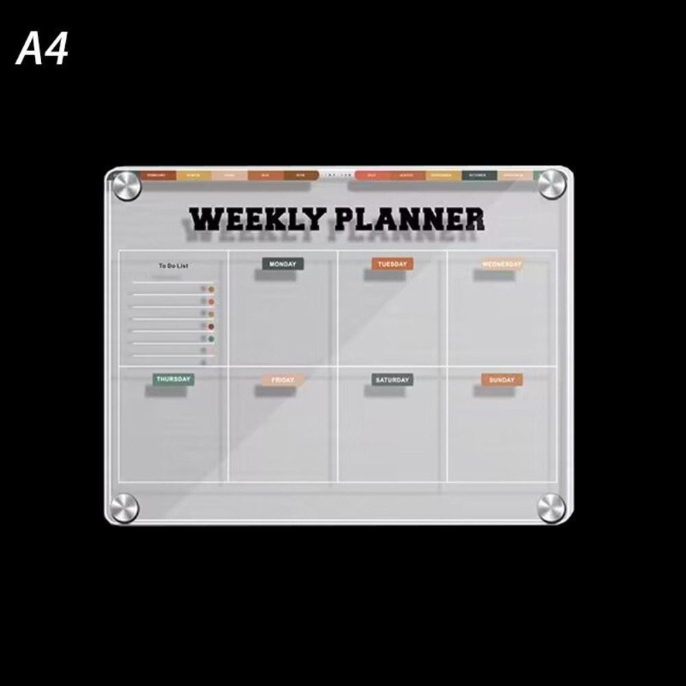 Transparent Magnetic Acrylic Weekly Planner Refrigerator Magnet Monthly Calendar Memo Kitchen