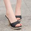 Fashion 2024Brand Fashion Shoes Women Summer Slipprers Pu Solid Outside Slides Shallow Thin Heels Sandals Girls Party Shoes