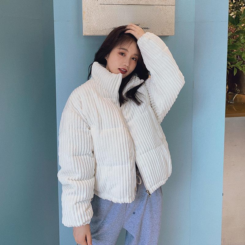 Loose Corduroy Padded Jacket Women Small Short Padded Jacket Female Warm Bread Cotton Coat