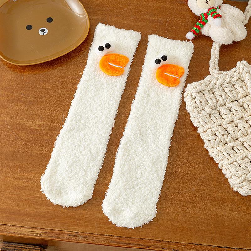 

Baby Socks Cartoon Animal Cute Sweet Mid Tube Socks Winter Thick Soft Comfortable Girls Boys Coral Fleece Floor Socks one size