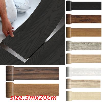 20*300cm PVC Bedroom Floor Renovation Stickers Black Wood Texture Stickers Home Wall Decoration Stickers ARI