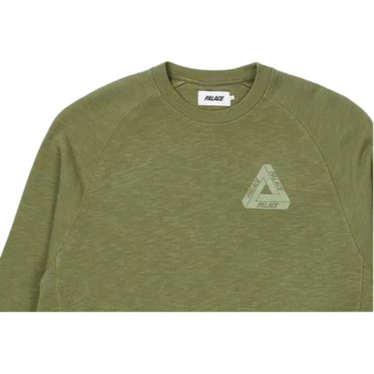 Palace Tri-Ferg Slub Crew Olive Men Tops Green P23CS143