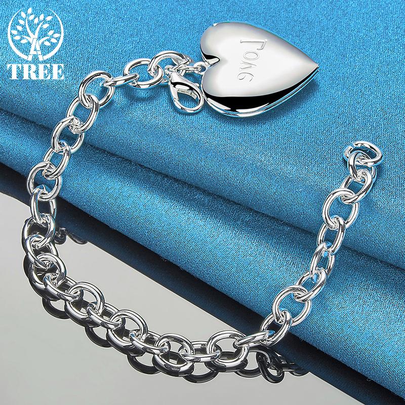 

Серебряный браслет с гравировкой в виде сердца 925 пробы 20CM