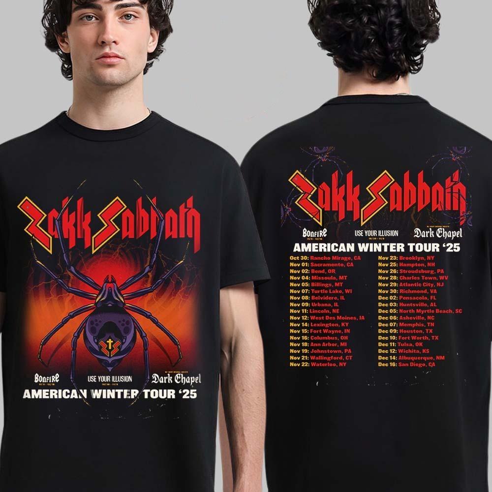 

Zakk Sabbath American Winter Tour 2025 Schedule Tour Dates Two Sided T-Shirt XL