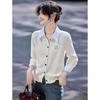 New Autumn Top Cardigan Jacket Love Embroidery Women's Fake Two-piece Shirt Collar College Style Knitted Sweater Women