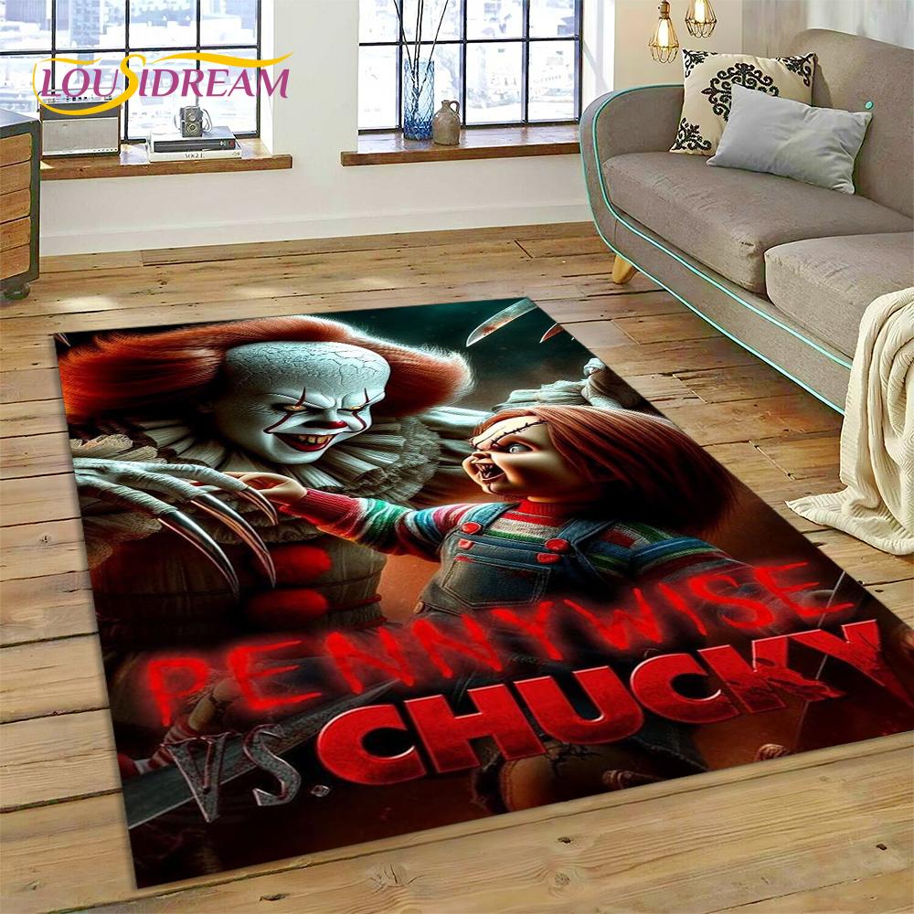 Postava z hororového filmu Chucky Pennywise Halloween Koberec do ložnice obývacího pokoje Dekorace na pohovku Doma Velká dekorativní podlahová rohož