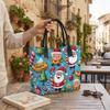 Christmas Printed Casual Tote Bag Portable Lightweight Handbag for Holiday Shopping Daily Use