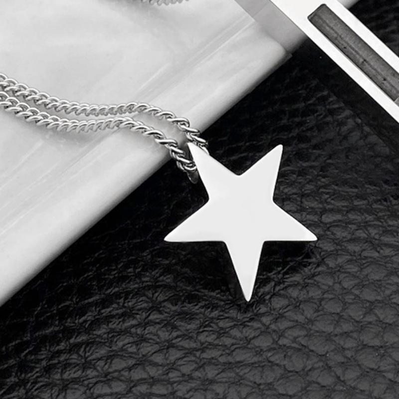 Fashion Chain Necklace Stylish Star Pendant Necklace Titanium Steel Material Star Neck Jewelry for Wedding Party Daily