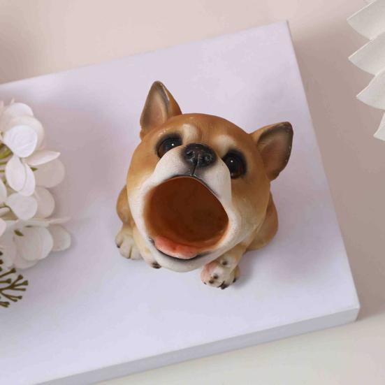 Cute Puppy Pen Holder Resin Desktop Organizer for Stationery Mini Dog Desktop Ornament Creative Gift for Students Office