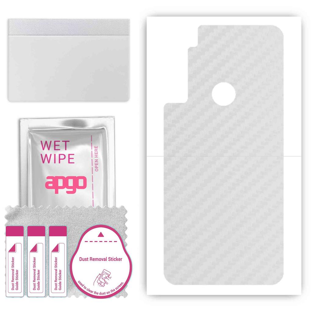 apgo Protective Skin Sticker for the Back Compatible with Motorola One Fusion Plus, Wrap Film, Foil, Vinyl - Pattern Transparent Carbon