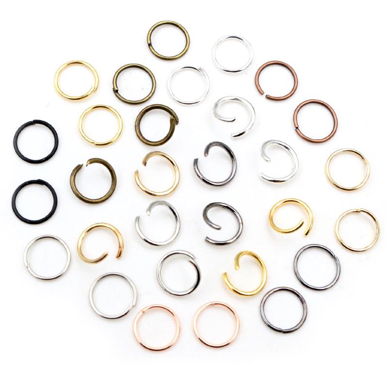 200 piezas 3/4/5/6/7/8/10 mm Metal DIY Componentes para Joyería Anillas de Salto Simples Cerradas/Abiertas y Anilla Dividida para hacer joyería