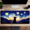 Sternenhimmel mit schwarzer Katze Großes Gaming-Mauspad Wasserdicht Rutschfest