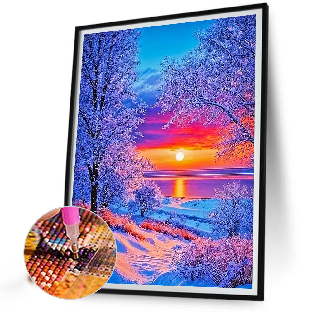 

5D DIY Full Round Drill Diamond Painting Snow Scene Kit Home Decor Art50x67m QDE