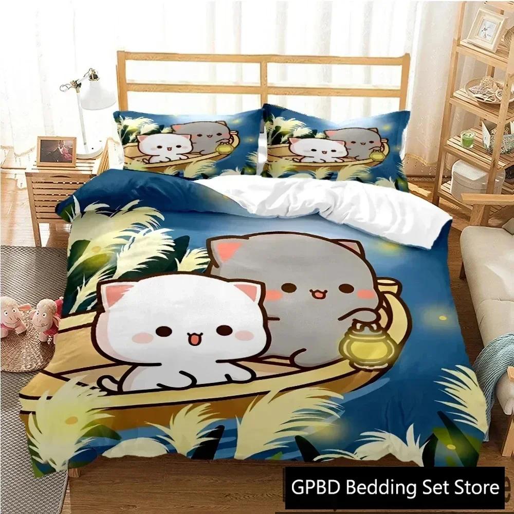 

3D Print Bubu Dudu Carton Bear Pplusa Comfortable Soft with Soft Fabric Duvet Cover Pilowcase Beding Set Children Bedrom Decoration Home Textile 135*200cm Eu-Single