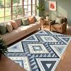 Dark Blue Geometric Pattern Carpet Rug Mat Home Decoration Abstract Square Line Design Modern Style Navy Blue Floor Mat