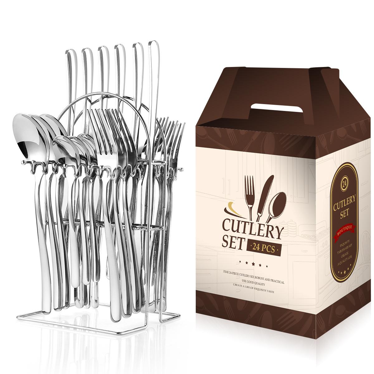 

Набор столовых приборов из нержавеющей стали, 24 предмета, бытовые столовые приборы и ложки, полки для хранения, коробки