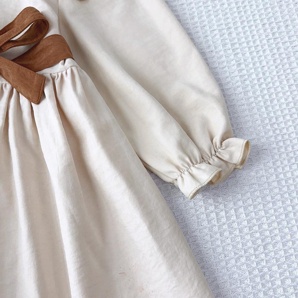 Girls Autumn British Dress Cute Bowknot Princess Dress Children Long Sleeve Skirt