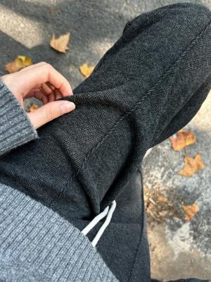 Women's Early Autumn Fleece-Lined High-Waisted Herringbone Trousers: Slimming, Casual Straight-Leg Design