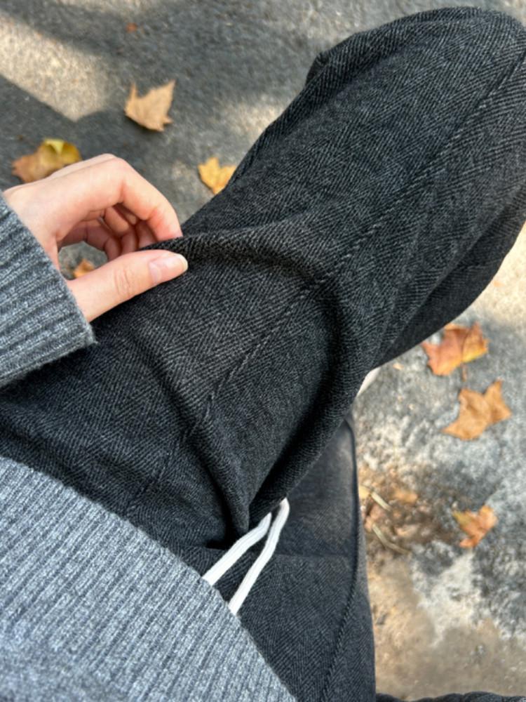 Women's Early Autumn Fleece-Lined High-Waisted Herringbone Trousers: Slimming, Casual Straight-Leg Design